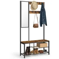 VASAGLE Garderobenständer Garderobe, Spiegel, Schuhregal mit Sitzfläche