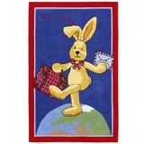 Felix der Hase Kinderteppich, blau