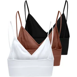 Only Bustier ONLVICKY RIB S-L V-NECK 3-PACK TOP NOOS (Packung, 3-tlg) figurbetont, modisch, Materialmix, Jersey, Spaghettiträger schwarz XS
