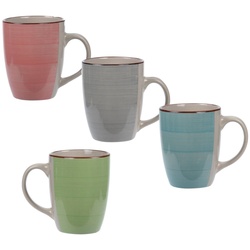 Spetebo Becher Porzellan Kaffeebecher 4er Set – bunt/innen creme, Porzellan, Kaffee und Tee Tassen für ca. 275 ml bunt