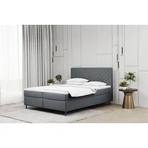 Fun Möbel Boxspringbett Schlafzimmerbett BONITA 180x200cm in Stoff Matt Velvet Dunkelgrau