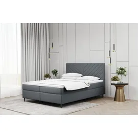Fun Möbel Boxspringbett Schlafzimmerbett BONITA 180x200cm in Stoff Matt Velvet Dunkelgrau