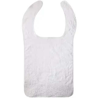 Clinotest Lätzchen Weiches Frottee Lätzchen, Essensschutz & Kleiderschutz, unbeschichtet, (Weiß, 100% Baumwolle, waschbar bis 95°C, 50x100 cm), komfortabler Sitz mit langen Bändern weiß