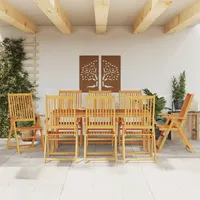 vidaXL Garten-Set 9-tlg. Tisch 206 x 100 x 74 cm natur 3057847