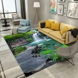 Teppiche Groß Für Wohnzimmer Balkon Teppich Wohnzimmer Teppich Grüne Pflanze Wasserfall Muster Teppich Studie Multi-Größe 160X230Cm Teppich Oudoor Grün