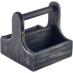 Table Caddy / Bar Organizer, Holz, schwarz - 15x15,3x15cm