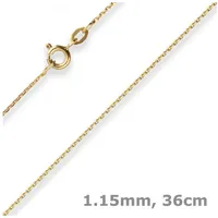 Schmuck Krone Goldkette 1,2mm Ankerkette diamantiert aus 585 Gelbgold 36cm, Gold 585 goldfarben