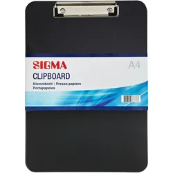 SIGMA Klemmbrett, Polystyrol, DIN A4, 75 Blätter, Aufhängevorrichtung, schwarz
