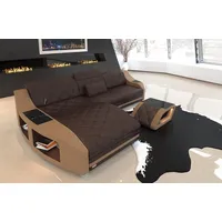 Sofa Dreams Ecksofa Couch Leder Sofa Swing L Form Ledersofa, mit LED, wahlweise mit Bettfunktion als Schlafsofa, braun-beige beige|braun