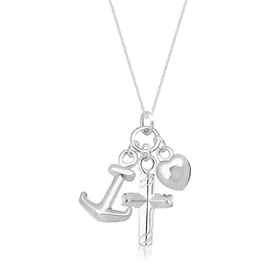 Elli Halskette Kreuz Herz Anker 925 Silber