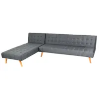 Mendler Ecksofa HWC-K38, Sofa Klappsofa, Liegefläche links/rechts, Stoff/Textil Massivholz 256cm dunkelgrau