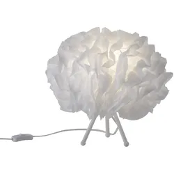 LED-Tischleuchte, weiß, Stoff, dimmbar, Fernbedienung, App
