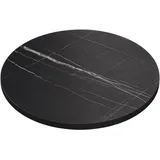 GGM Möbel Bistro Tischplatte | Ø 80 cm | Schwarz Marmor | Gastro Tischplatte