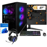 dcl24.de dcl24 Gaming PC Set AMD Ryzen 9 7950X3D, RTX4070Ti Super 16GB - 1000GB SSD, 32GB DDR5, WLAN, 27" Monitor, Maus, Tastatur, Headset, Windows 11