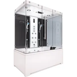 SeniorBad Kombination Badewanne Dusche K80-SW-TH-B-EA Duschtempel 180x100 cm OHNE Zusatzoption - Schwarz