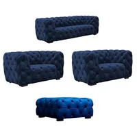 Fun Möbel Sofaset Designersofa NATALIE 2-1-1 in Stoff Riviera Blau - Blau