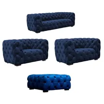 Fun Möbel Sofaset Designersofa NATALIE 2-1-1 in Stoff Riviera Blau - Blau