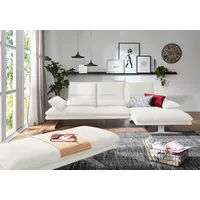 W.Schillig Ecksofa "broadway, Designsofa mit tollem Sitzkomfort", weiß (weiß z59), B:291cm H:94cm T:164cm, Longlife Xtra-Leder Z59: Glattleder mit modischer Prägung.