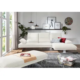 W.Schillig Ecksofa "broadway, Designsofa mit tollem Sitzkomfort", weiß (weiß z59), B:291cm H:94cm T:164cm, Longlife Xtra-Leder Z59: Glattleder mit modischer Prägung.