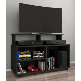 VCM Balansia TV-Lowboard 90 x 36 x 59 cm Schwarz Glas/Holz/Holzwerkstoff