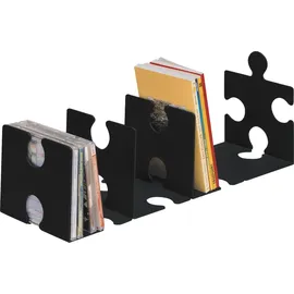 HAN CD-Ständer & Buchstütze Puzzle, standfester kombinierbarer Stehsammler in modernem Puzzle-Look, für CDs, Bücher & DVDs, 9212-13, schwarz