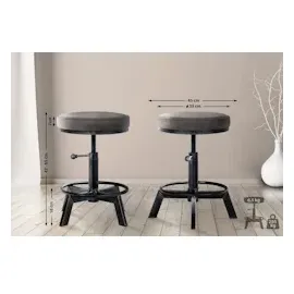 CLP 2er Set Sitzhocker Destin mit Kunstlederbezug I Hocker im Industrial Design I gepolstert und höhenverstellbar