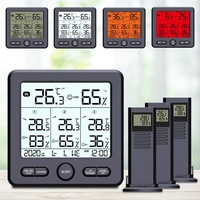 Funk Wetterstation Farbdisplay Thermometer Hygrometer mit 3 Innen Außen Sensor