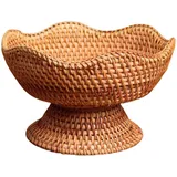 Folpus Rattan Obstschale, Snack Servierkorb, Präsentationskorb mit Gewebten Beinen für Picknick Make Up, KLEIN