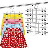 Hosenbügel platzsparend, 2 Stück Metall Hosenbügel Klammer, Hosen Kleiderbügel aus Metall, mit Verstellbaren Klammern, rutschfest, für Hosen/Röcke schwarz