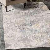 Mazovia Abstraktes Vintage Designer Teppich - Kurzflor - Weich Teppich für Wohnzimmer, Esszimmer - ÖKO-TEX Wohnzimmerteppich - Teppiche Grau Blau 160 x 220 cm