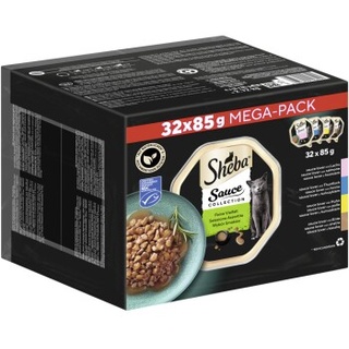 Sheba Schale Nassfutter Multipack Mega-Pack Sauce Collection Feine Vielfalt MSC-zertifiziert 32 x 85g