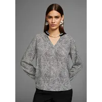 Hechter paris Druckbluse, mit Kontrastkragen, Gr. 42, schwarz-weiß-gemustert, ,