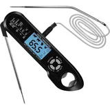 Fleischthermometer, Sofort Ablesbares Lebensmittelthermometer Mit Doppelsonde, Hintergrundbeleuchtetem Lcd-display, Temperaturalarm Und Korkenzieherfunktion, Digitales Kochthermometer Für Küche, Milch