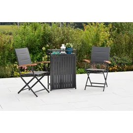 Merxx Paxos Set 3-tlg. 2 Klappsessel Balkonklapptisch Aluminium/Textil/Akazie