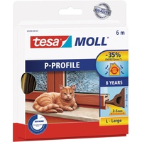 Tesa tesa, Türdichtung, tesamoll P-Profil Gummidichtung - Selbstklebende Dichtung zum Isolieren von Spalten an Fenstern und Türen - Braun 6 m x 9 mm x 5,5 mm