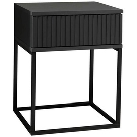 Livetastic Nachtschrank, Graphit, Schwarz, Metall, Holzwerkstoff, 1 Schubladen, 40x52x38.5 cm, Schlafzimmer, Nachttische