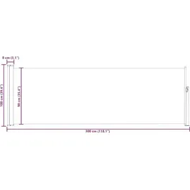 vidaXL Seitenmarkise 100 x 300 cm Creme Polyester