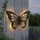 ABC home Wanddeko Schmetterling Kunststoff, Metall 42 cm B inkl. LEDs, Solarpanel, Lichtsensor grün