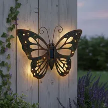 ABC home Wanddeko Schmetterling Kunststoff, Metall 42 cm B inkl. LEDs, Solarpanel, Lichtsensor grün