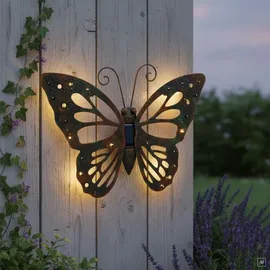 ABC home Wanddeko Schmetterling Kunststoff, Metall 42 cm B inkl. LEDs, Solarpanel, Lichtsensor grün