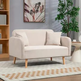 Homcom Sofa, Doppelsofa, LxBxH: 130 x 70 x 80 cm | weiss