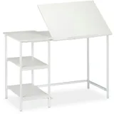 Relaxdays Schreibtisch weiß rechteckig, 4-Fuß-Gestell weiß 110,0 x 55,0 cm