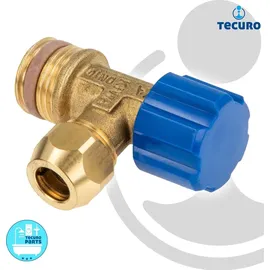 tecuro Eckventil 1/2 Zoll x 3/8 Zoll/Quetschverschraubung Ø 10 mm - DN 10, selbstdichtend, passend zu UP-Spülkasten