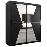 Abiks möbel MÖBEL Kryspol Schwebetürenschrank Schwarz, Kunststoff, Nachbildung, 9