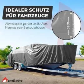 Rotfuchs Premium Abdeckplane mit Ösen, 700 g/m2 PVC RipStop-Gewebe Reißfest & Wasserdicht Universell für Pool, LKW, Holz Gartenmöbel Abdeckung, Schutzplane, Gewebeplane | 28m2 Fläche - Grau