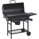 vidaXL Grillwagen mit Rädern und Ablagen Schwarz Stahl 115x85x95 cm