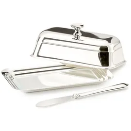 Edzard Butterdose Mary 8x13 cm, Silberglanz, mit Buttermesser