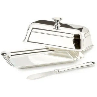 Edzard Butterdose Mary 8x13 cm, Silberglanz, mit Buttermesser