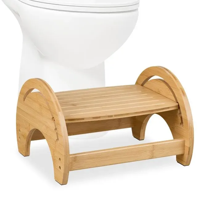 Relaxdays Verstellbarer Toilettenhocker aus Bambus Hellbraun