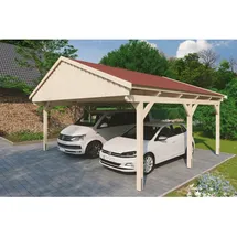 SKANHOLZ Doppelcarport Fichtelberg 6,18 x 5,66 m rot mit Pfostenanker